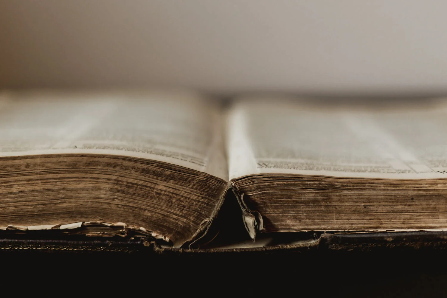 rustic old book open at centre